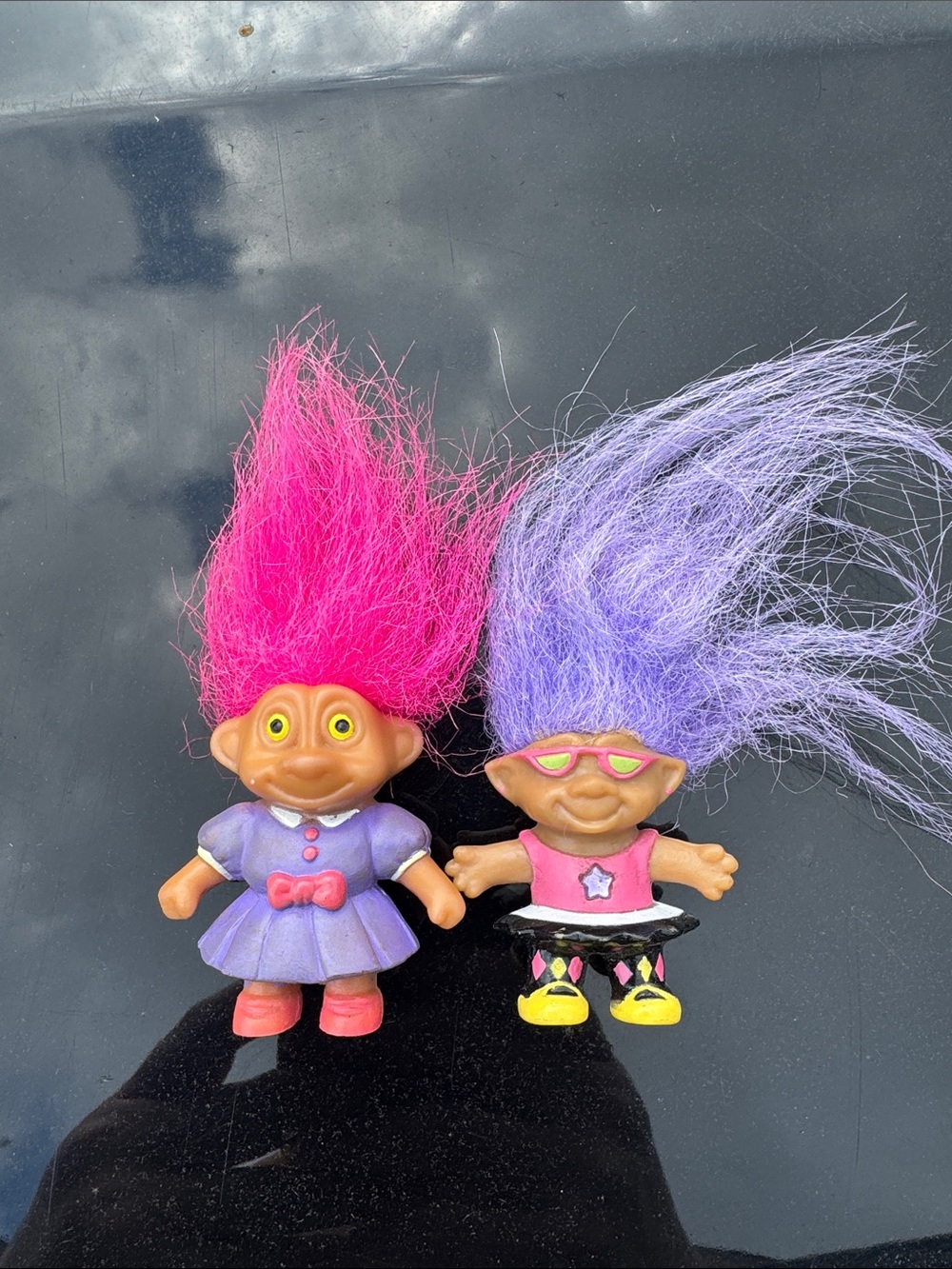 Kids Purple & Pink Hair Troll Dolls - Playful Bath & Hair Toy- set of 2